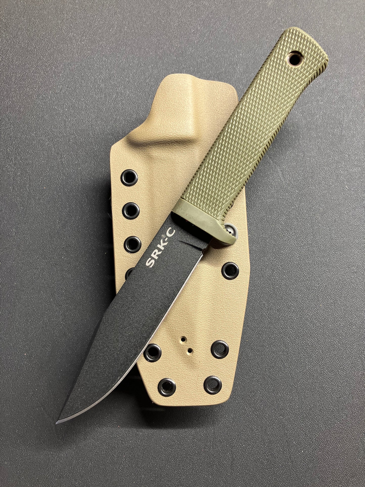 Cold Steel SRK Compact in SK5 w/ OD Green Handle + FDE/Wolf Gray Custom Sheath