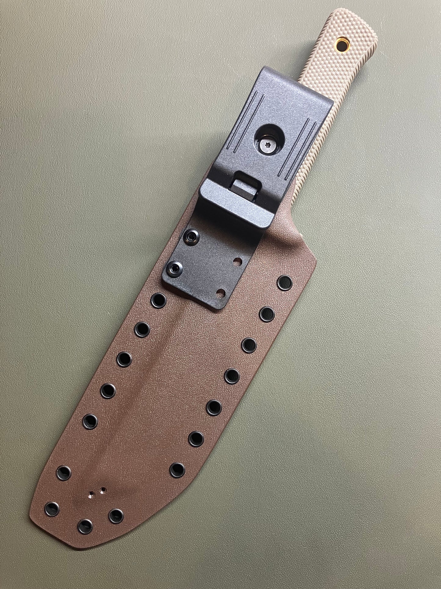 Cold Steel Recon Tanto 🐊 | FDE Handle + OD Green Carbon Fiber Sheath w Chocolate Back