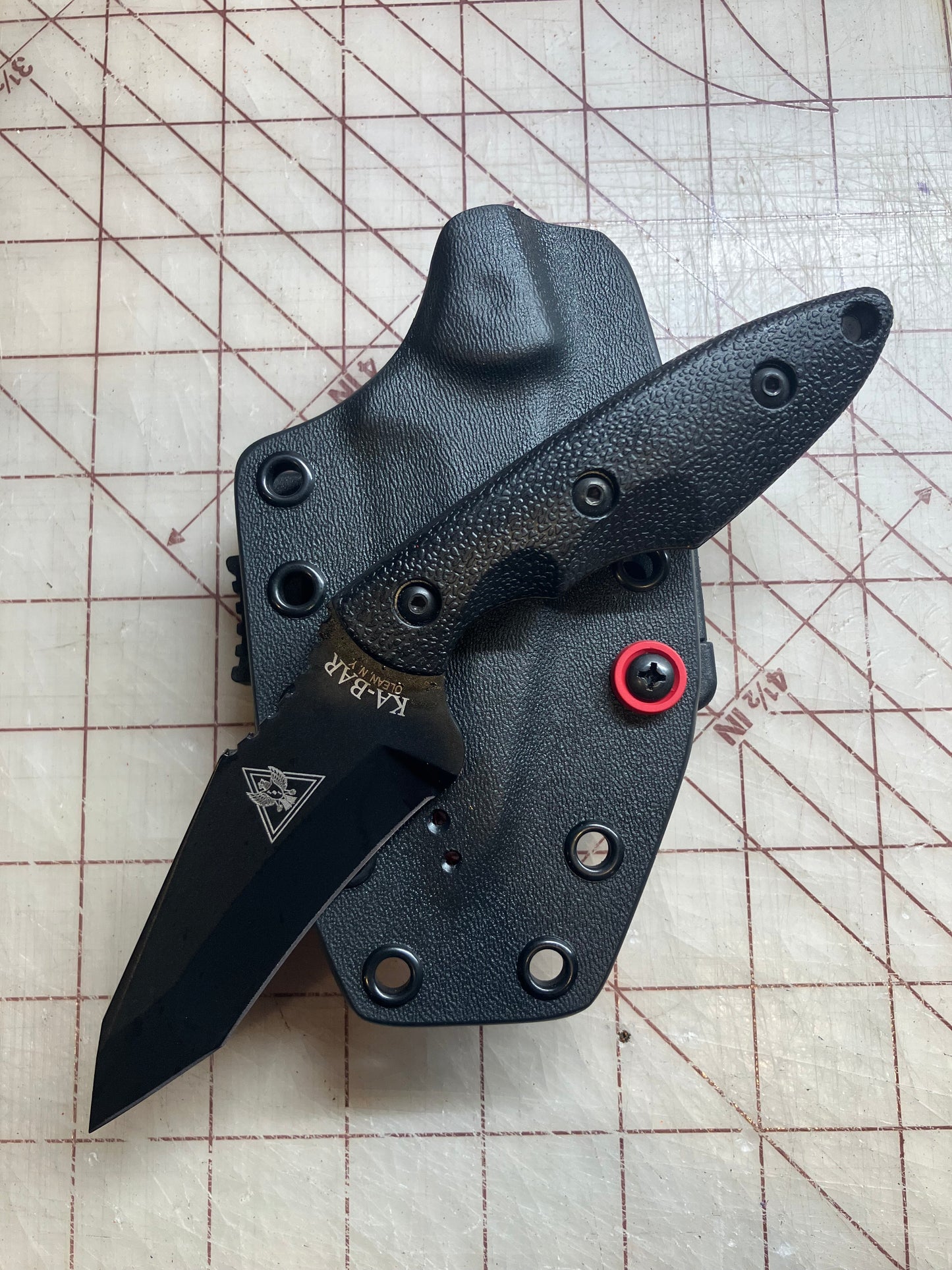 Elite Kydex Sheath for KA-BAR TDI Hinderer Hellfire | Black & EMT Red | Ready for Action!