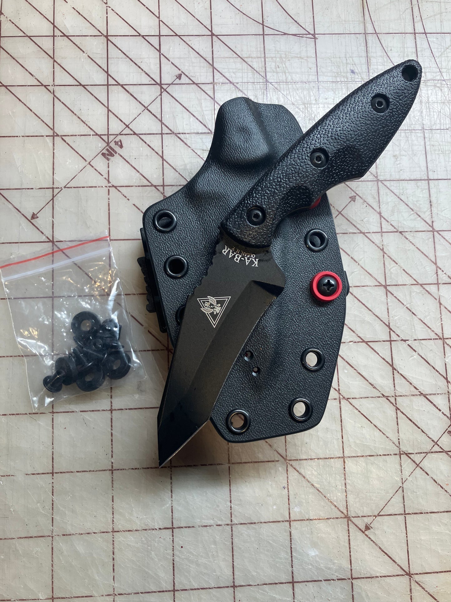 Elite Kydex Sheath for KA-BAR TDI Hinderer Hellfire | Black & EMT Red | Ready for Action!
