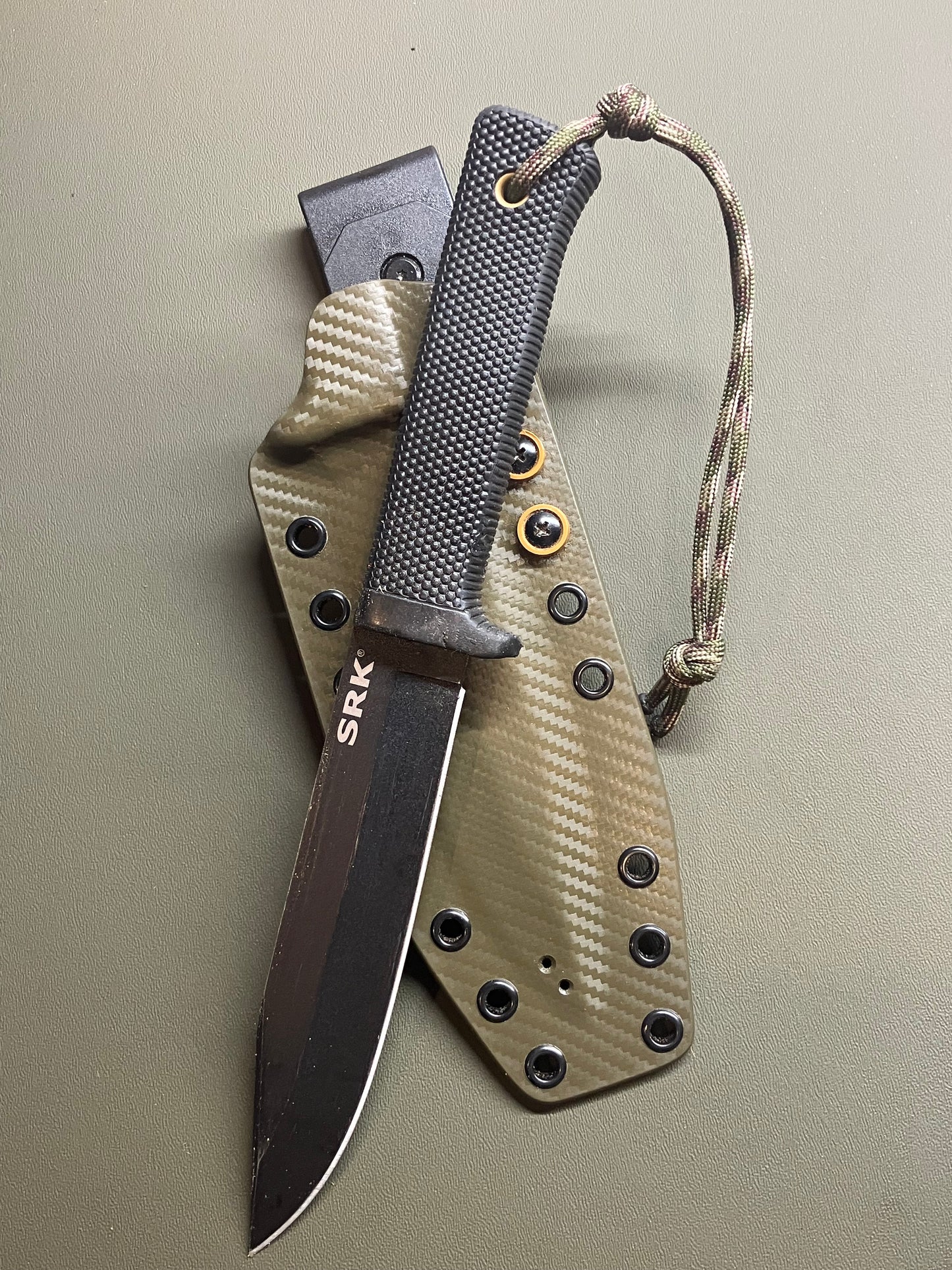 Cold Steel SRK Custom Sheath | OD Green Carbon Fiber & Coyote Tan