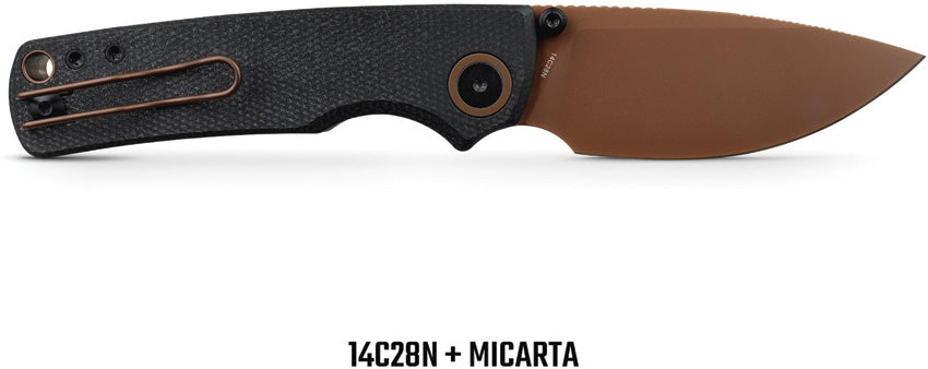 Vosteed Porcupine – Copper Dune Blade, Black Micarta Handle Folding Knife