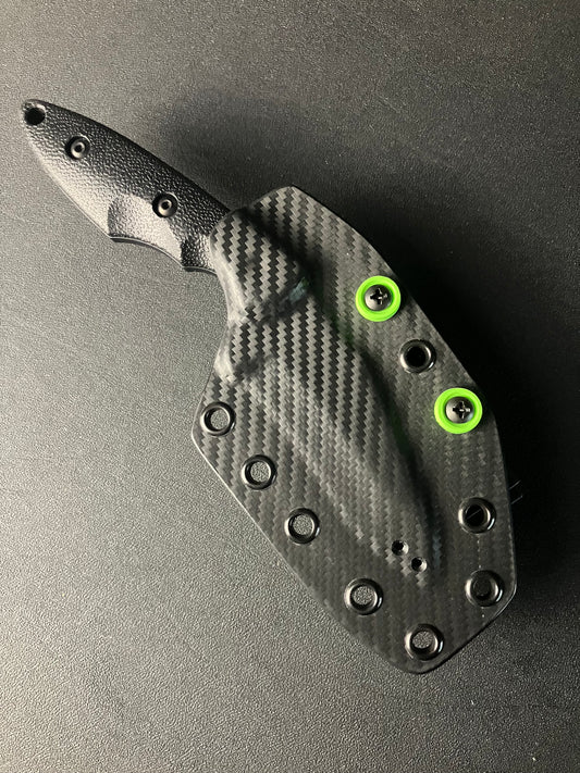 Elite Kydex Sheath for KA-BAR TDI Hinderer Hellfire | Carbon Fiber & Toxic Green |