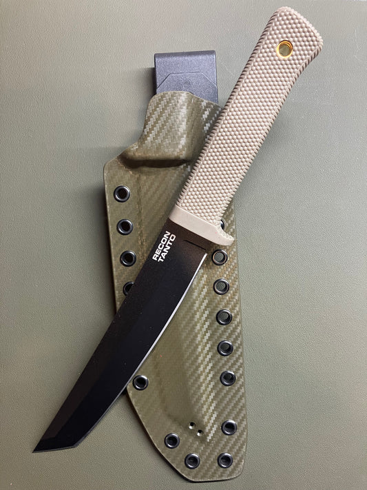 Cold Steel Recon Tanto 🐊 | FDE Handle + OD Green Carbon Fiber Sheath w Chocolate Back